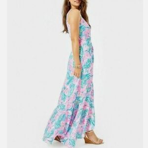Lilly Pulitzer Maxi Dress Size 8 Taylee Blue Ibiza Gimme the Juice Blue/Pink